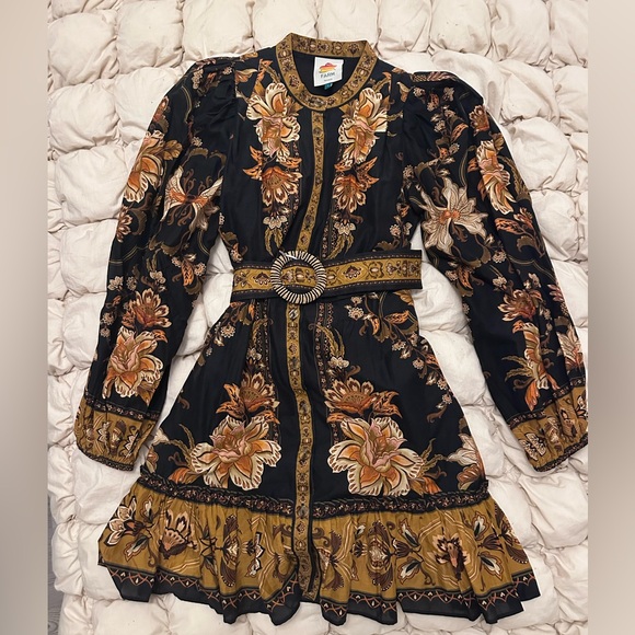 FARM Rio Majestic Garden Beaded Buckle Long Sleeved Mini Dress - Picture 7 of 7